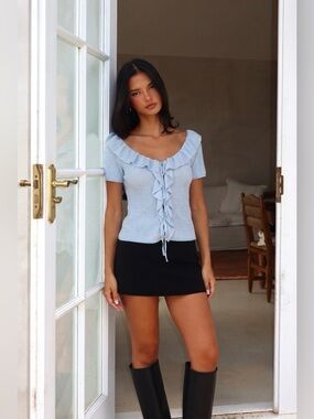 Wild Fable  Ruffle Tie Cardigan